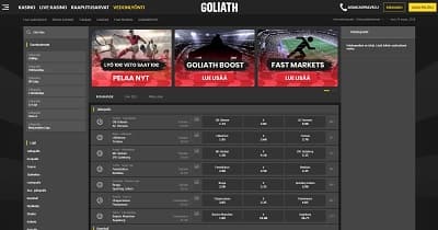 Goliath Casinon vedonlyöntisivu